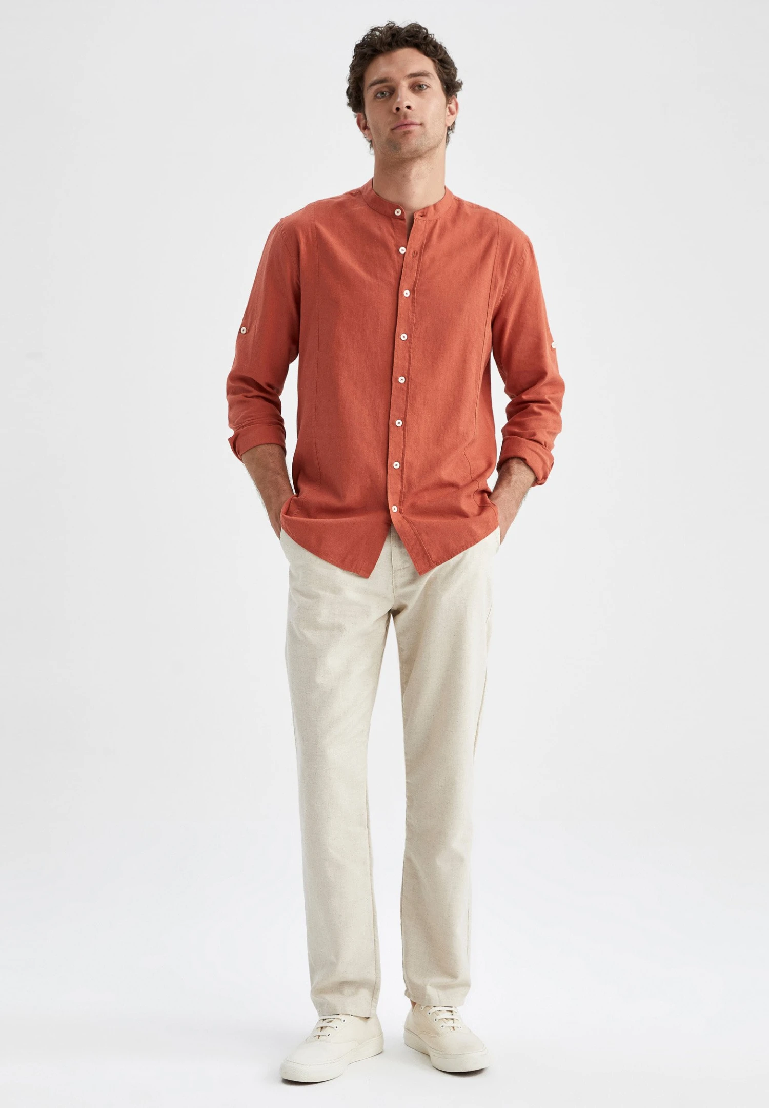 DeFacto Modern Fit- Overhemd - Orange 4 DeFacto Modern Fit- Overhemd - Orange - Afbeelding 2