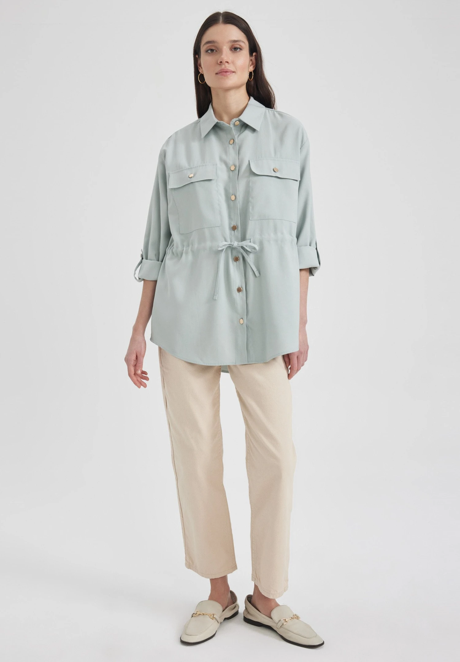 DeFacto Oversize Fit - Overhemdblouse - Green 4 DeFacto Oversize Fit - Overhemdblouse - Green - Afbeelding 2