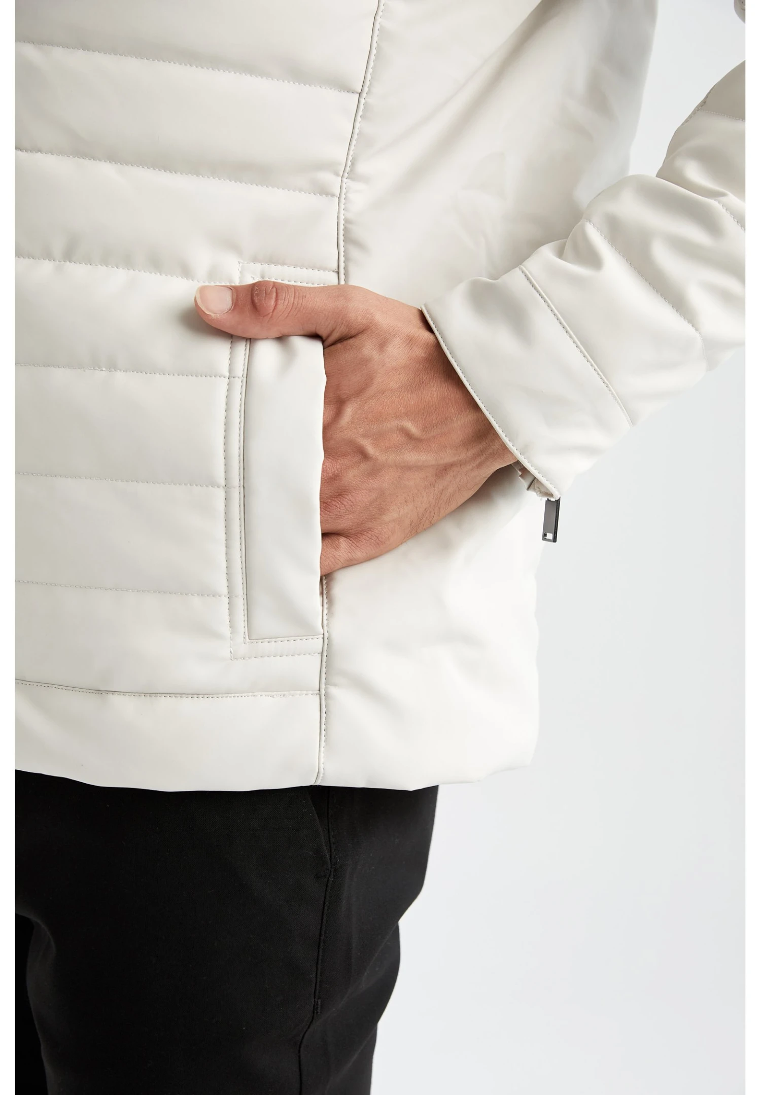 DeFacto Slim Fit - Imitatieleren Jas - Beige 6 DeFacto Slim Fit - Imitatieleren Jas - Beige - Afbeelding 4