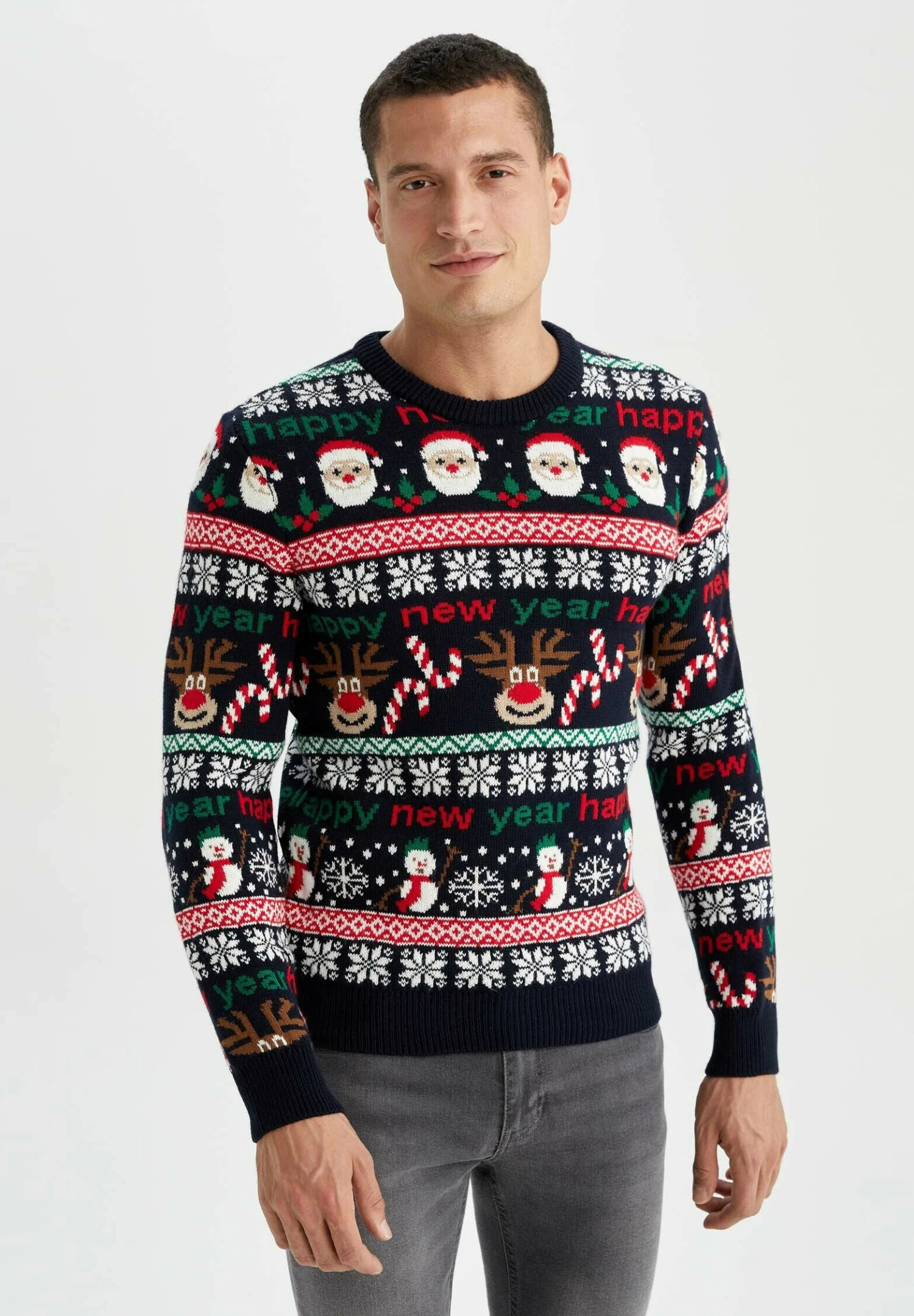 DeFacto Regular Fit Christmas Jumper - Trui - Navy 3 DeFacto Regular Fit Christmas Jumper - Trui - Navy