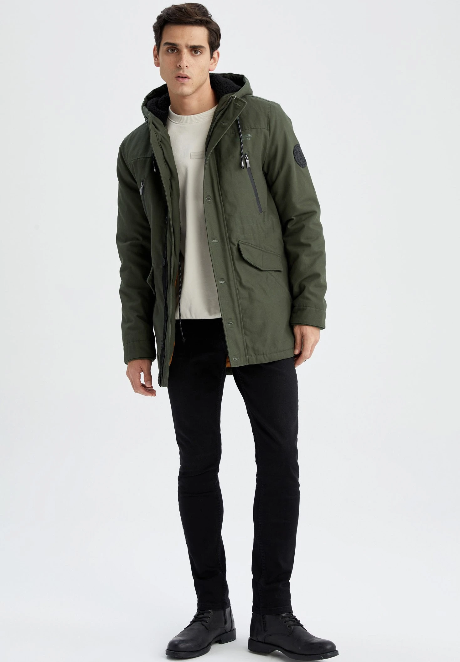 DeFacto Slim Fit- Winterjas - Khaki 4 DeFacto Slim Fit- Winterjas - Khaki - Afbeelding 2