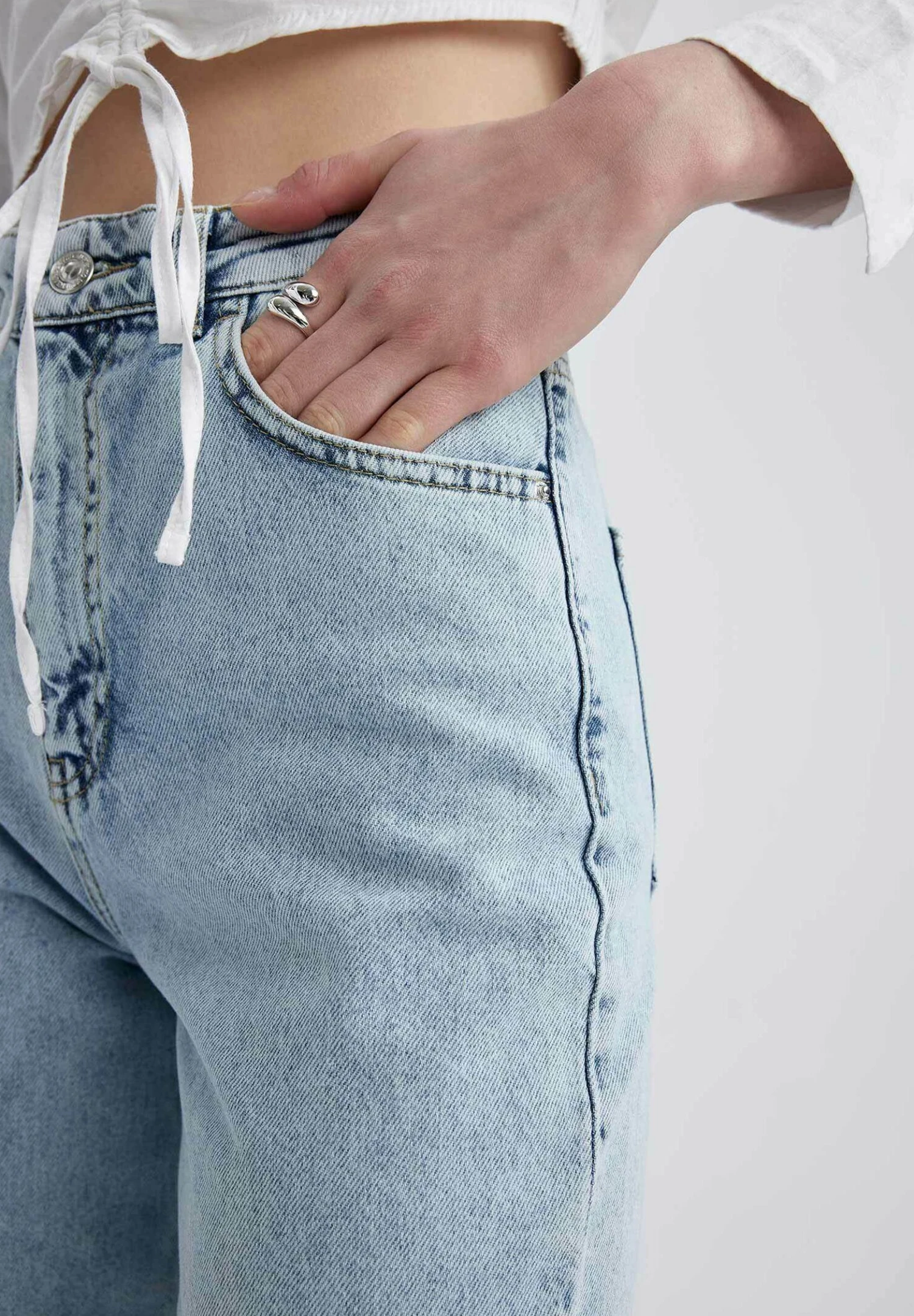 DeFacto 90 S Wide Leg- Flared Jeans - Blue 6 DeFacto 90 S Wide Leg- Flared Jeans - Blue - Afbeelding 4