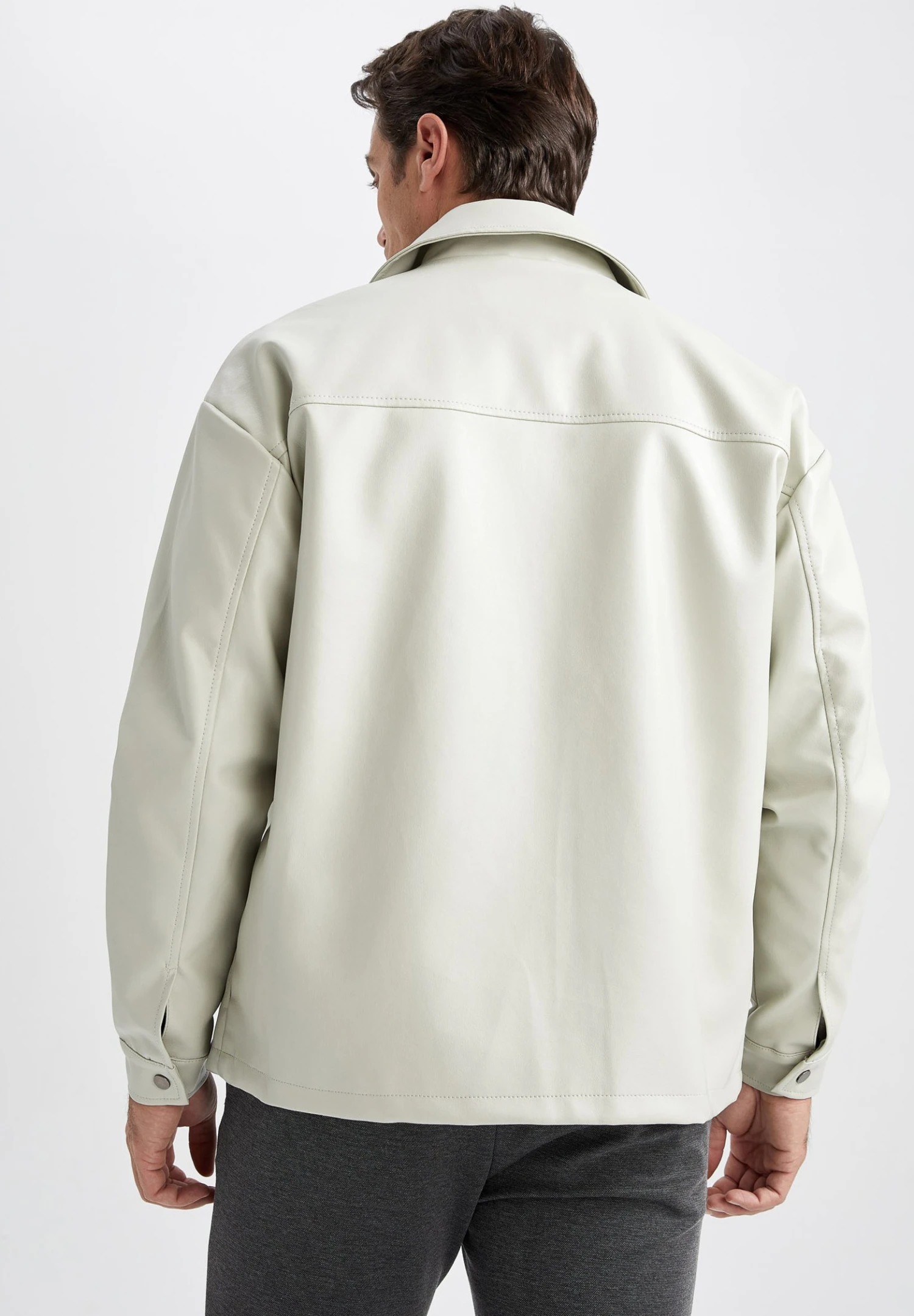 DeFacto Imitatieleren Jas - Ecru 5 DeFacto Imitatieleren Jas - Ecru - Afbeelding 3