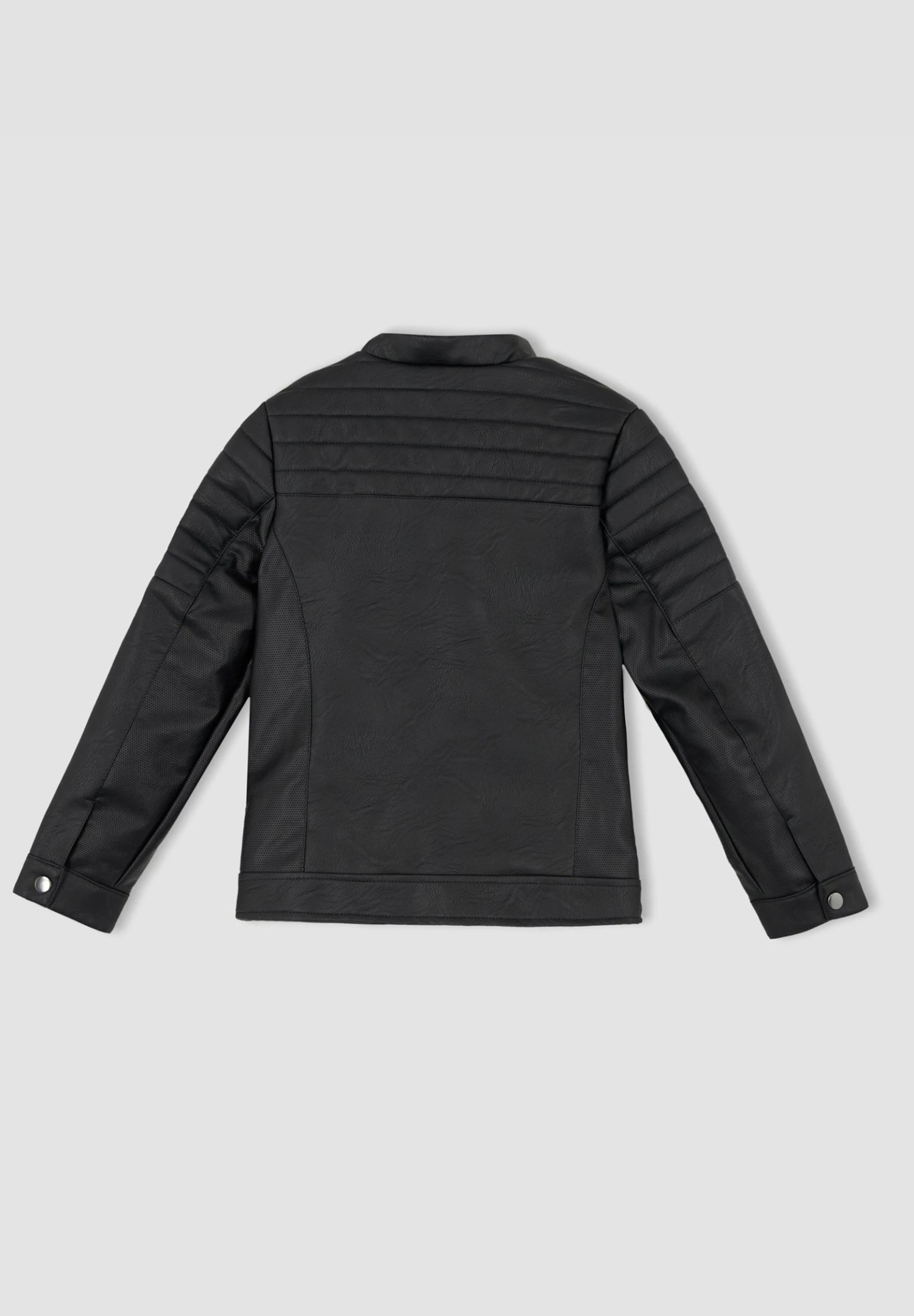 DeFacto Regular Fit- Imitatieleren Jas - Black 10 DeFacto Regular Fit- Imitatieleren Jas - Black - Afbeelding 8