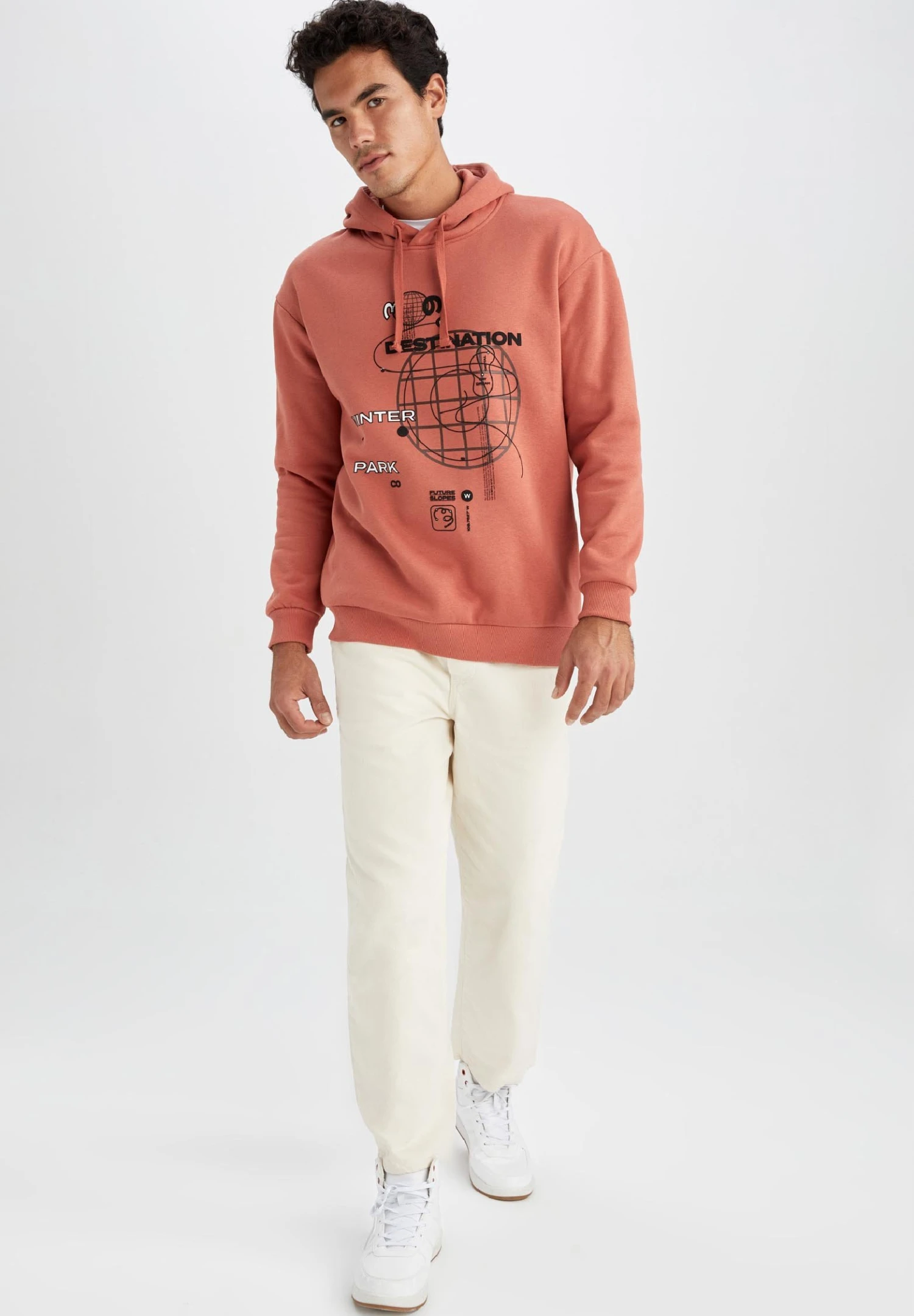 DeFacto Boxy Fit- Hoodie - Orange 4 DeFacto Boxy Fit- Hoodie - Orange - Afbeelding 2