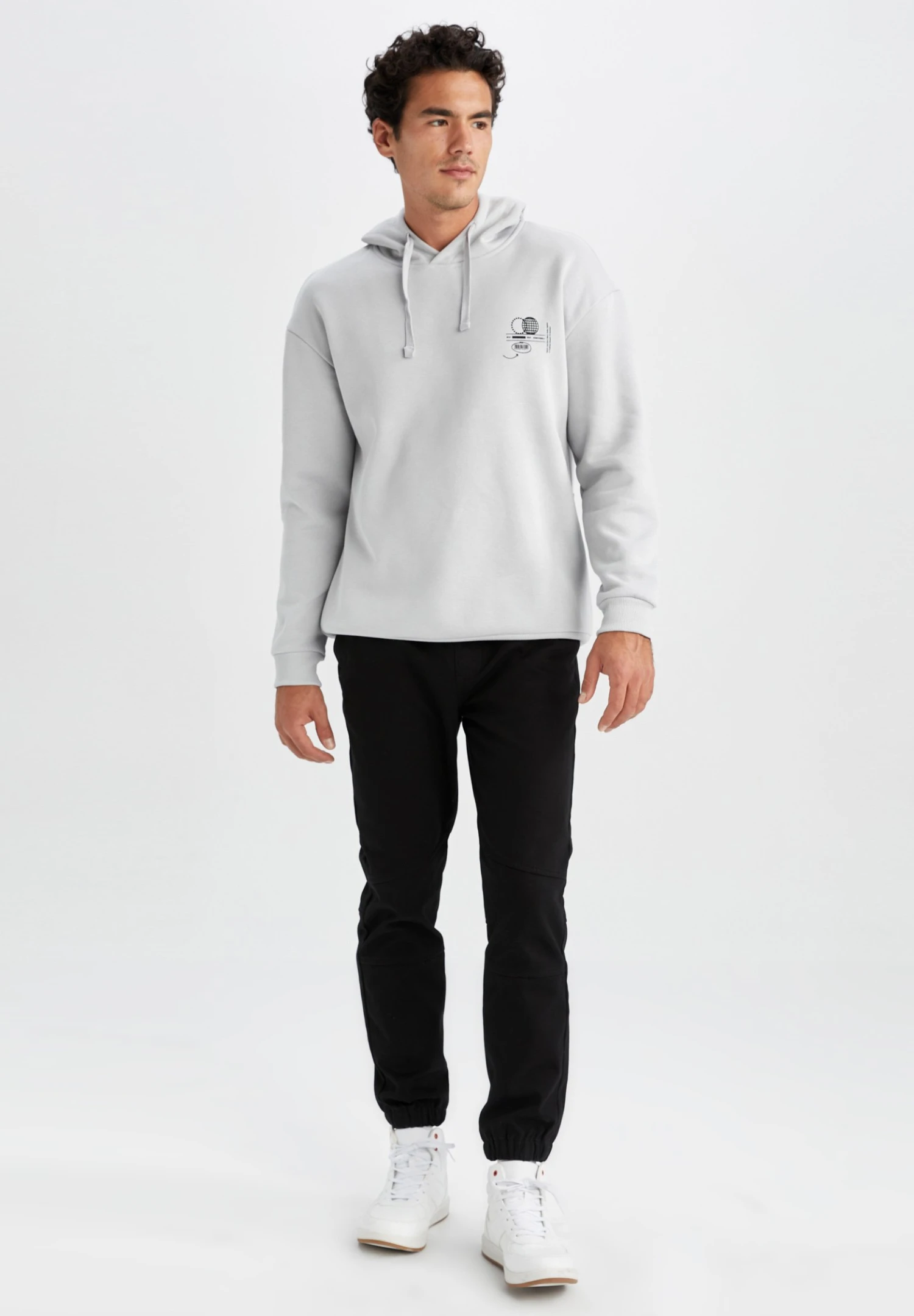 DeFacto Boxy Fit- Hoodie - Grey 4 DeFacto Boxy Fit- Hoodie - Grey - Afbeelding 2