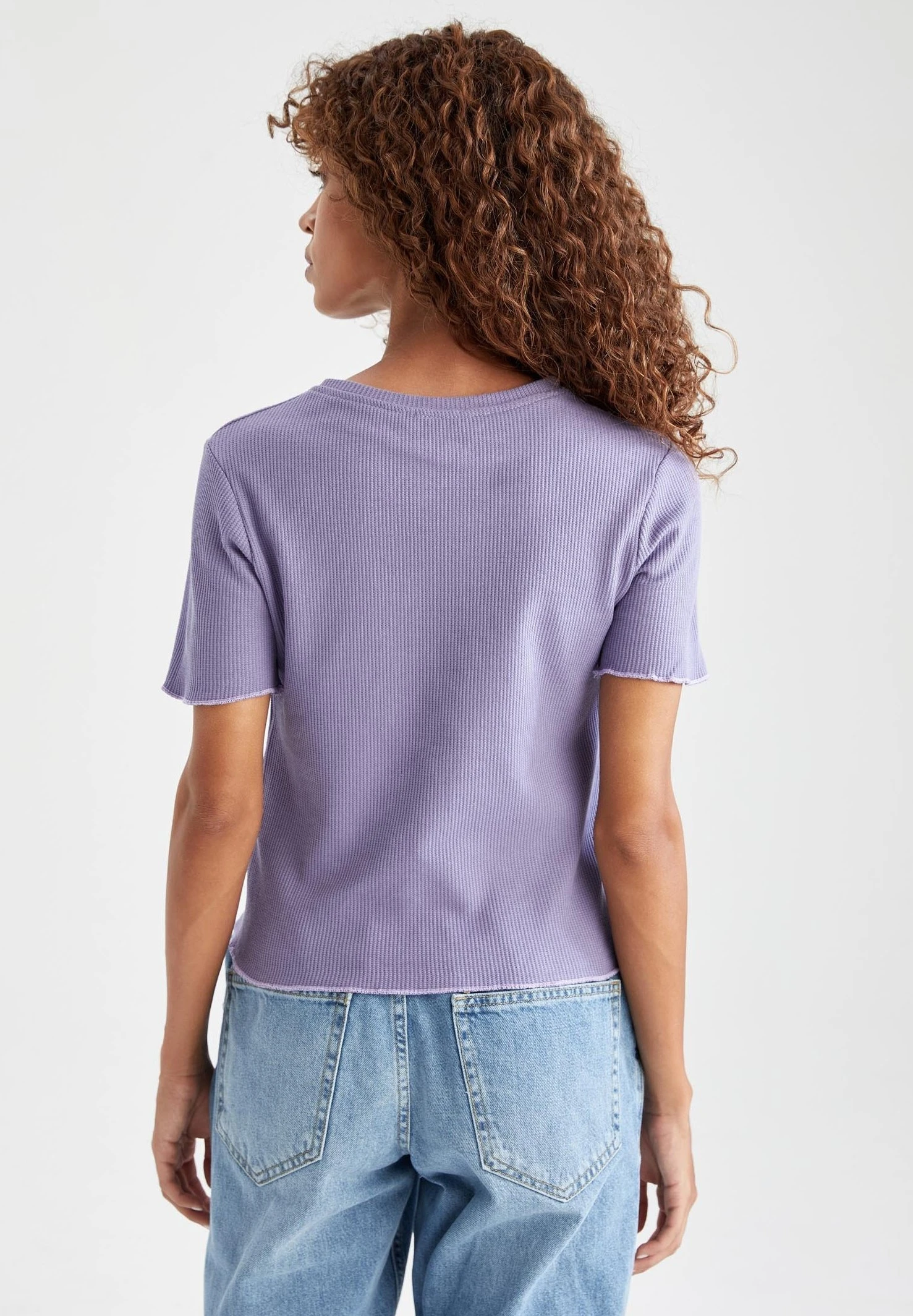 DeFacto Fitted - T-Shirt Basic - Purple 5 DeFacto Fitted - T-Shirt Basic - Purple - Afbeelding 3