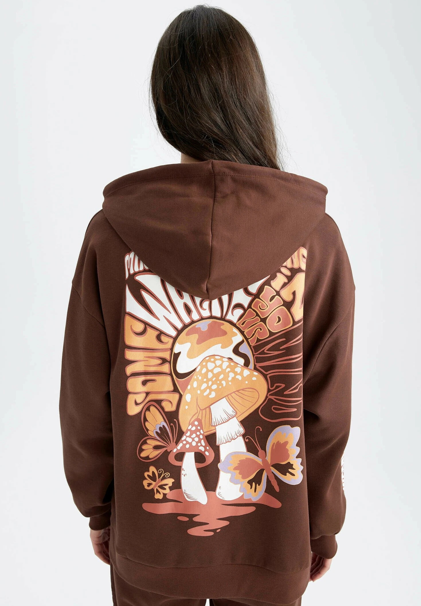 DeFacto Oversize Fit - Hoodie - Brown 3 DeFacto Oversize Fit - Hoodie - Brown