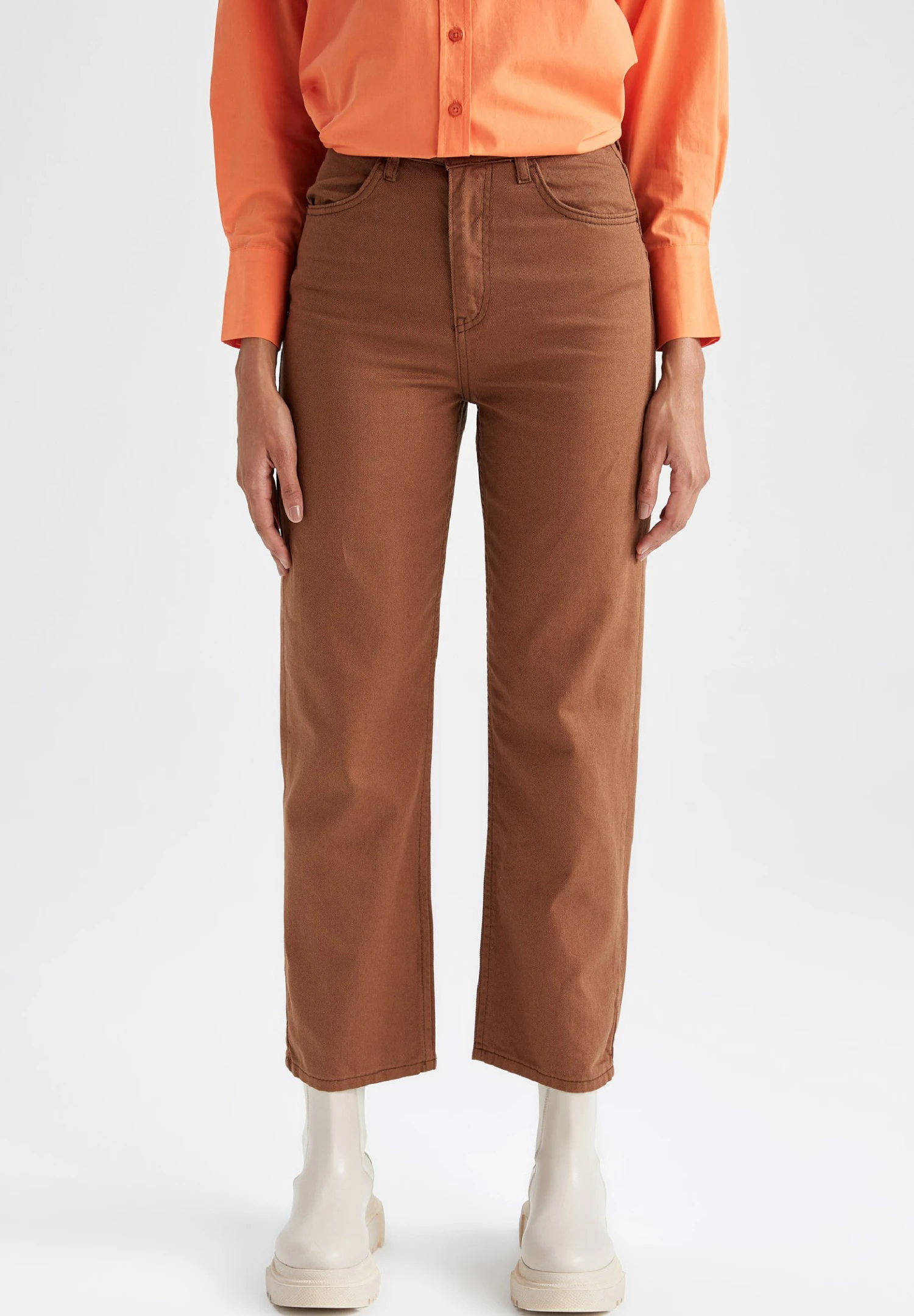 DeFacto Straight Leg Jeans - Brown 3 DeFacto Straight Leg Jeans - Brown