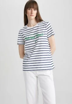 DeFacto Regular Fit- T-Shirt Print - Navy