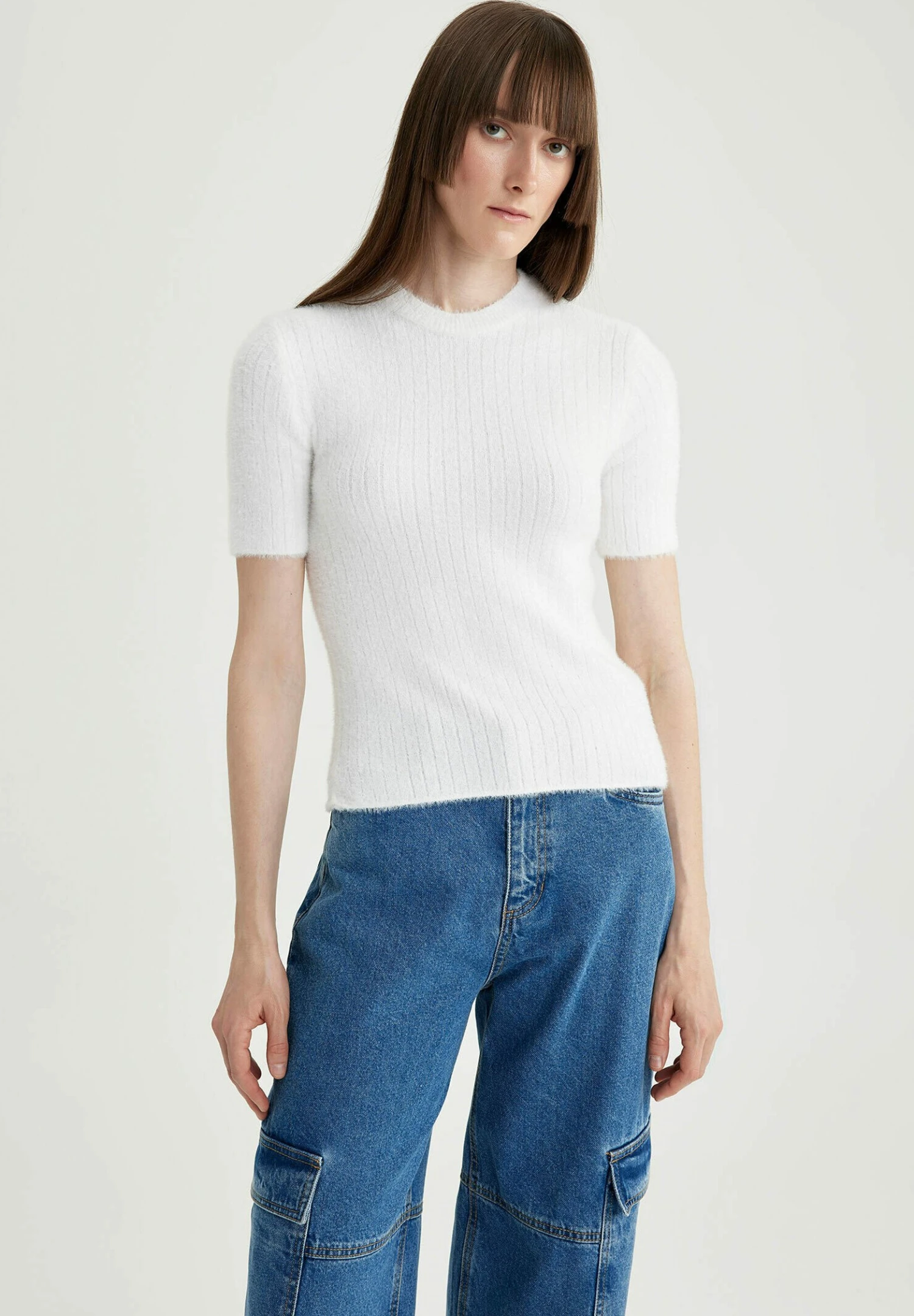 DeFacto Fitted - T-Shirt Basic - Ecru 3 DeFacto Fitted - T-Shirt Basic - Ecru