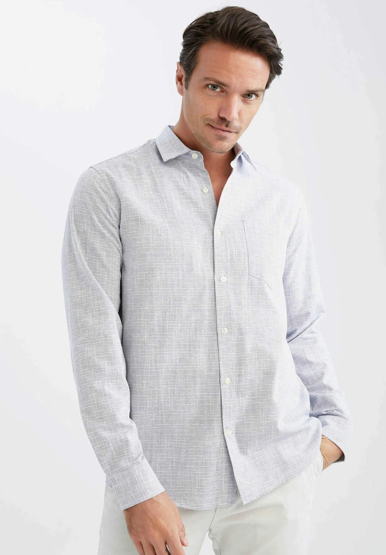 DeFacto Regular Fit - Overhemd - Indigo 3 DeFacto Regular Fit - Overhemd - Indigo