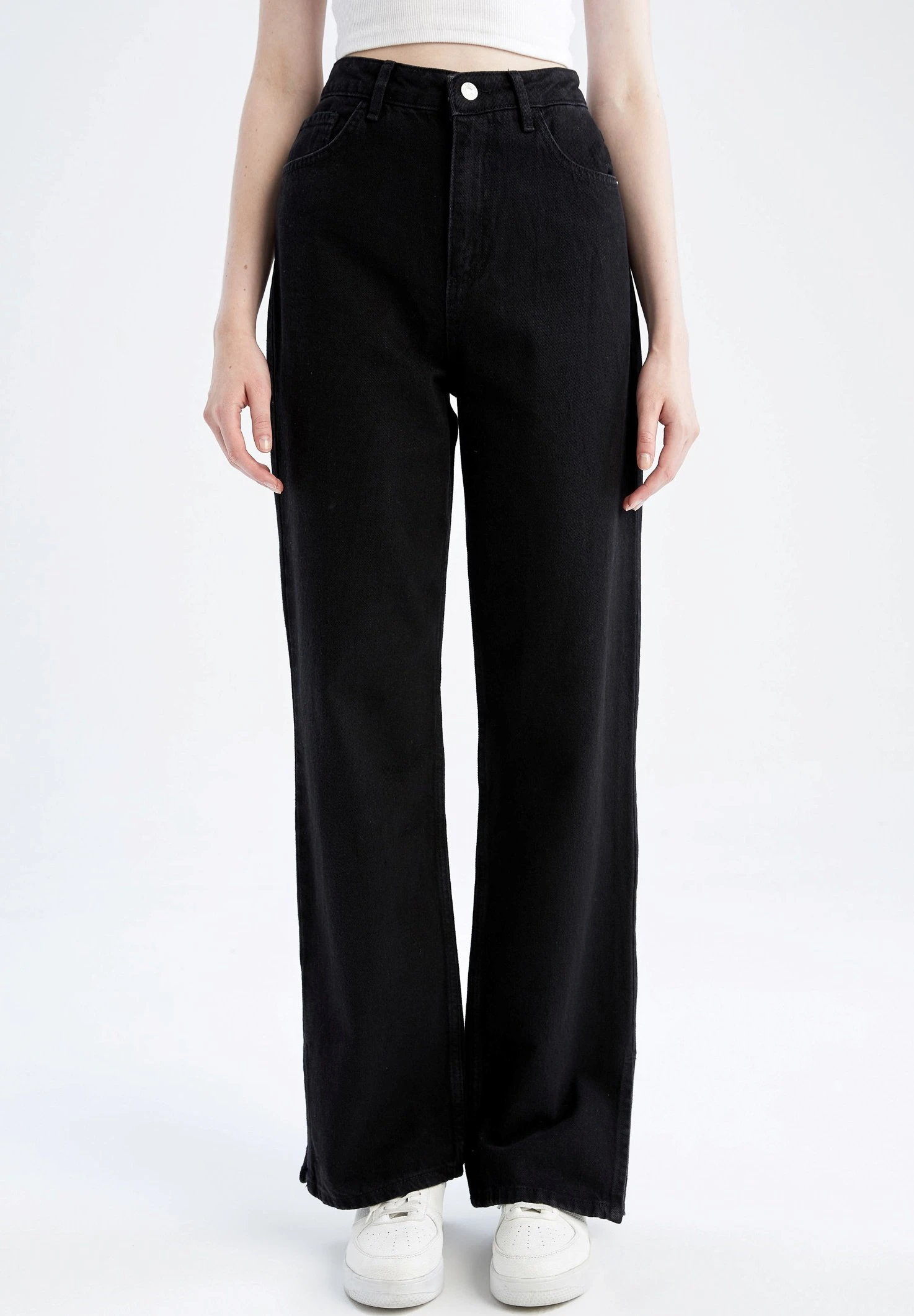 DeFacto 90'S Wide Leg- Flared Jeans - Black 3 DeFacto 90'S Wide Leg- Flared Jeans - Black