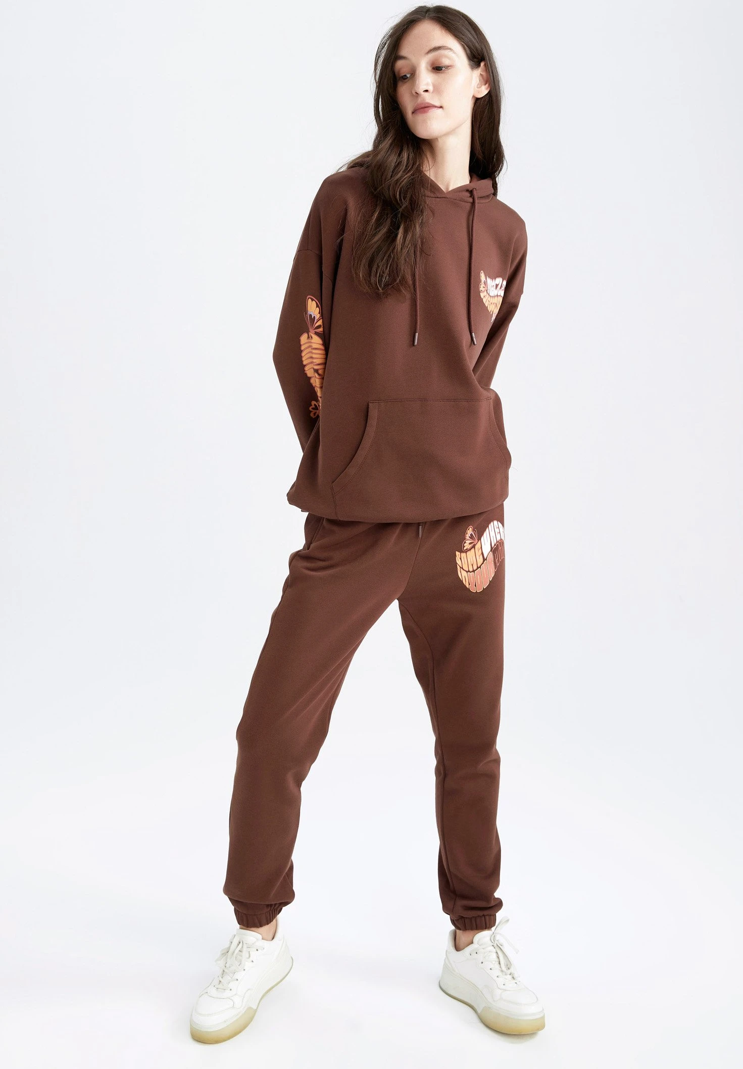 DeFacto Oversize Fit - Hoodie - Brown 4 DeFacto Oversize Fit - Hoodie - Brown - Afbeelding 2