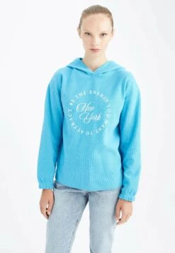 DeFacto Regular Fit - Hoodie - Turquoise