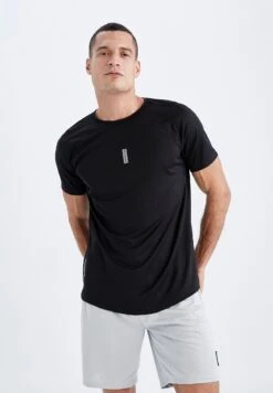 DeFacto Slim Fit - T-Shirt Print - Black