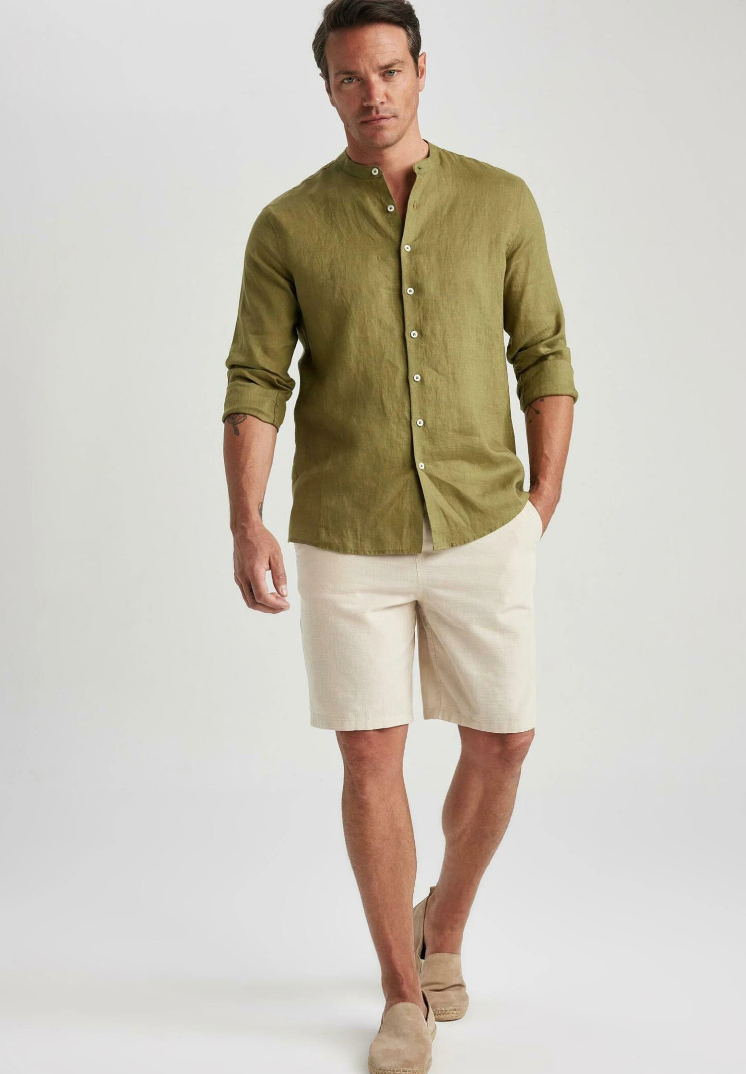 DeFacto Modern Fit - Overhemd - Khaki 4 DeFacto Modern Fit - Overhemd - Khaki - Afbeelding 2