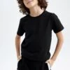 DeFacto 2 Pack Regular Fit - T-Shirt Basic - Black