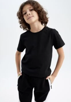 DeFacto 2 Pack Regular Fit - T-Shirt Basic - Black