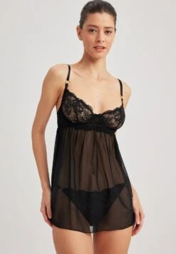 DeFacto Wire One Piece - Nachtjapon - Black 9 DeFacto Wire One Piece - Nachtjapon - Black -DeFacto 253549470b6d4906bc99f1e2c89da3ae