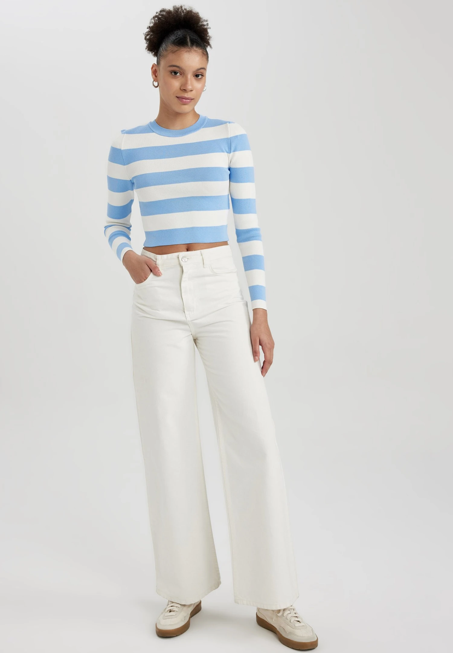 DeFacto Slim Fit - Trui - Blue 4 DeFacto Slim Fit - Trui - Blue - Afbeelding 2