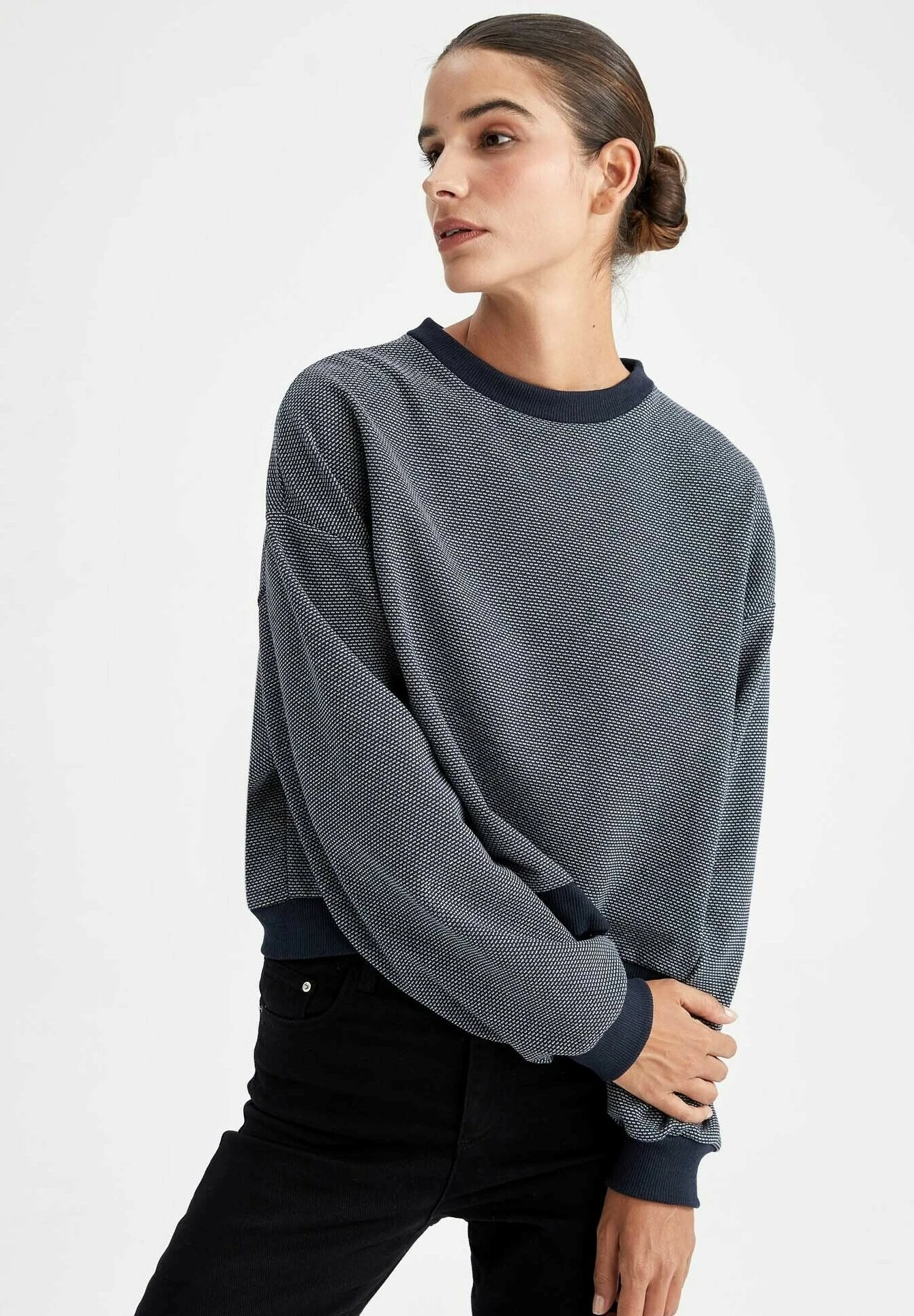 DeFacto Regular Fit - Sweater - Navy 3 DeFacto Regular Fit - Sweater - Navy