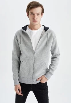 DeFacto Regular Fit - Sweater Met Rits - Grey