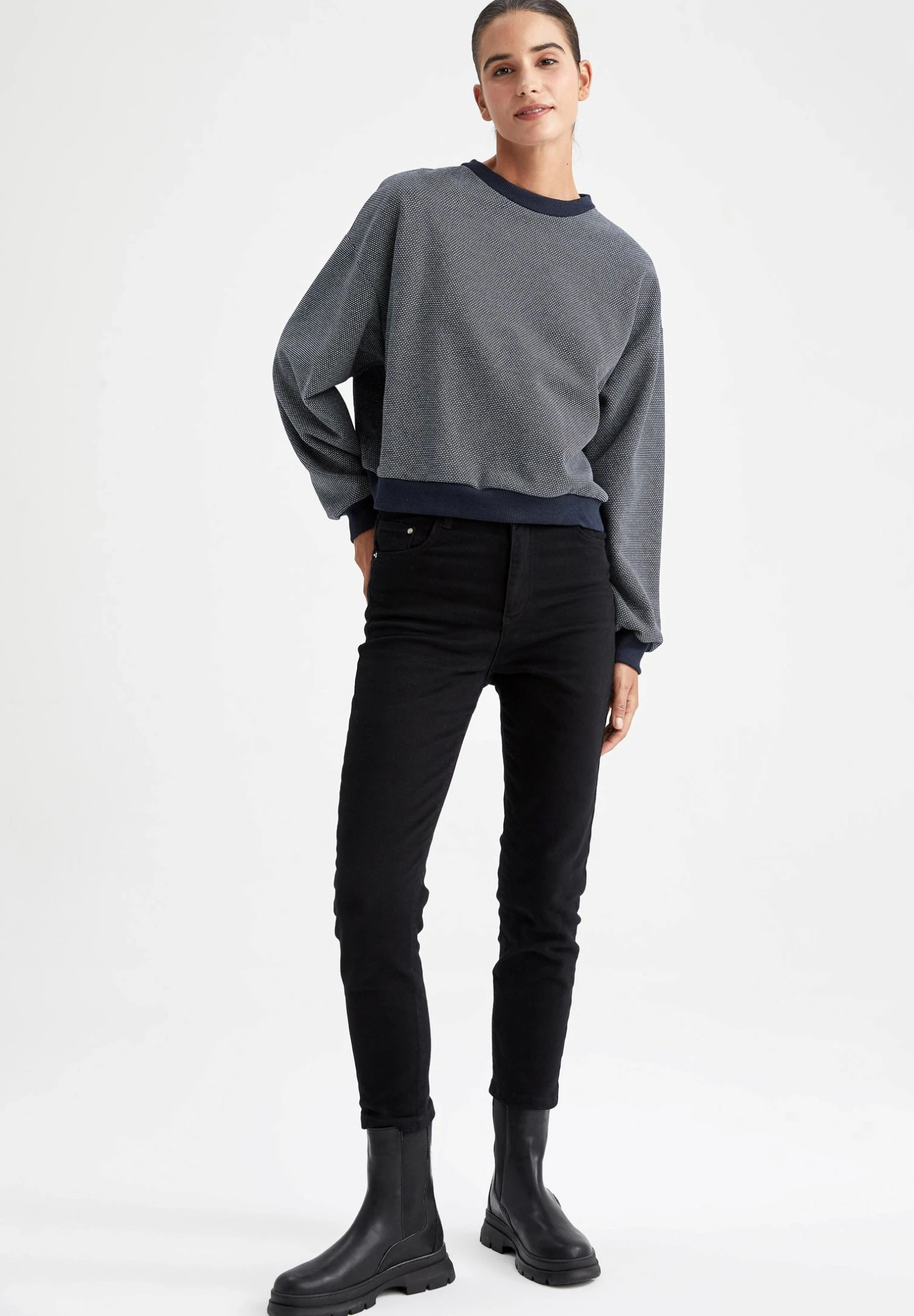 DeFacto Regular Fit - Sweater - Navy 4 DeFacto Regular Fit - Sweater - Navy - Afbeelding 2