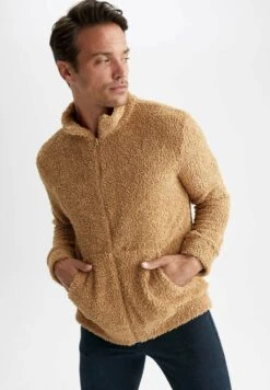 DeFacto Regular Fit - Sweater Met Rits - Beige
