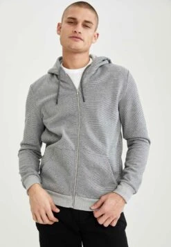 DeFacto Slim Fit - Sweater Met Rits - Grey