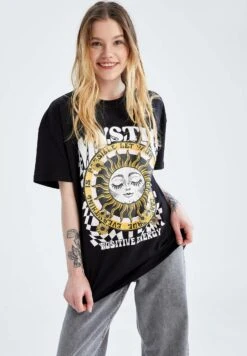 DeFacto T-Shirt Print - Black