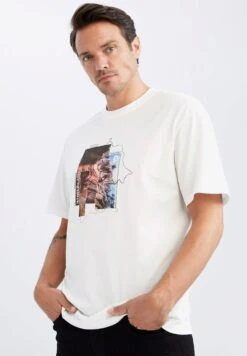 DeFacto Discovery Adventures Relax Fit- T-Shirt Print - White