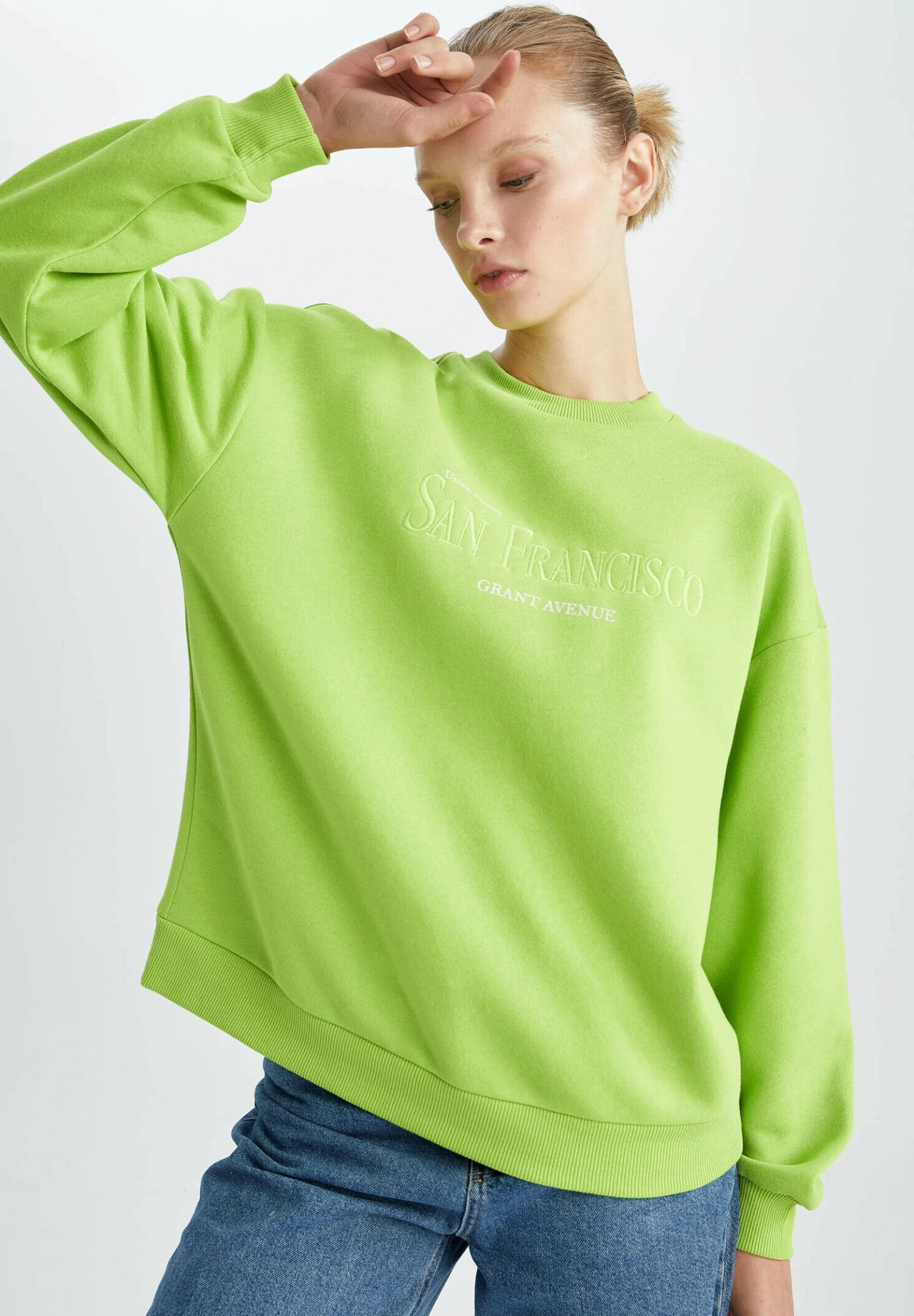 DeFacto Regular Fit- Sweater - Green 3 DeFacto Regular Fit- Sweater - Green
