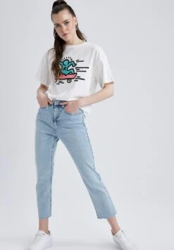 DeFacto Vintage - Straight Leg Jeans - Blue 9 DeFacto Vintage - Straight Leg Jeans - Blue -DeFacto 3eb63229826941f1a82373f354351f41