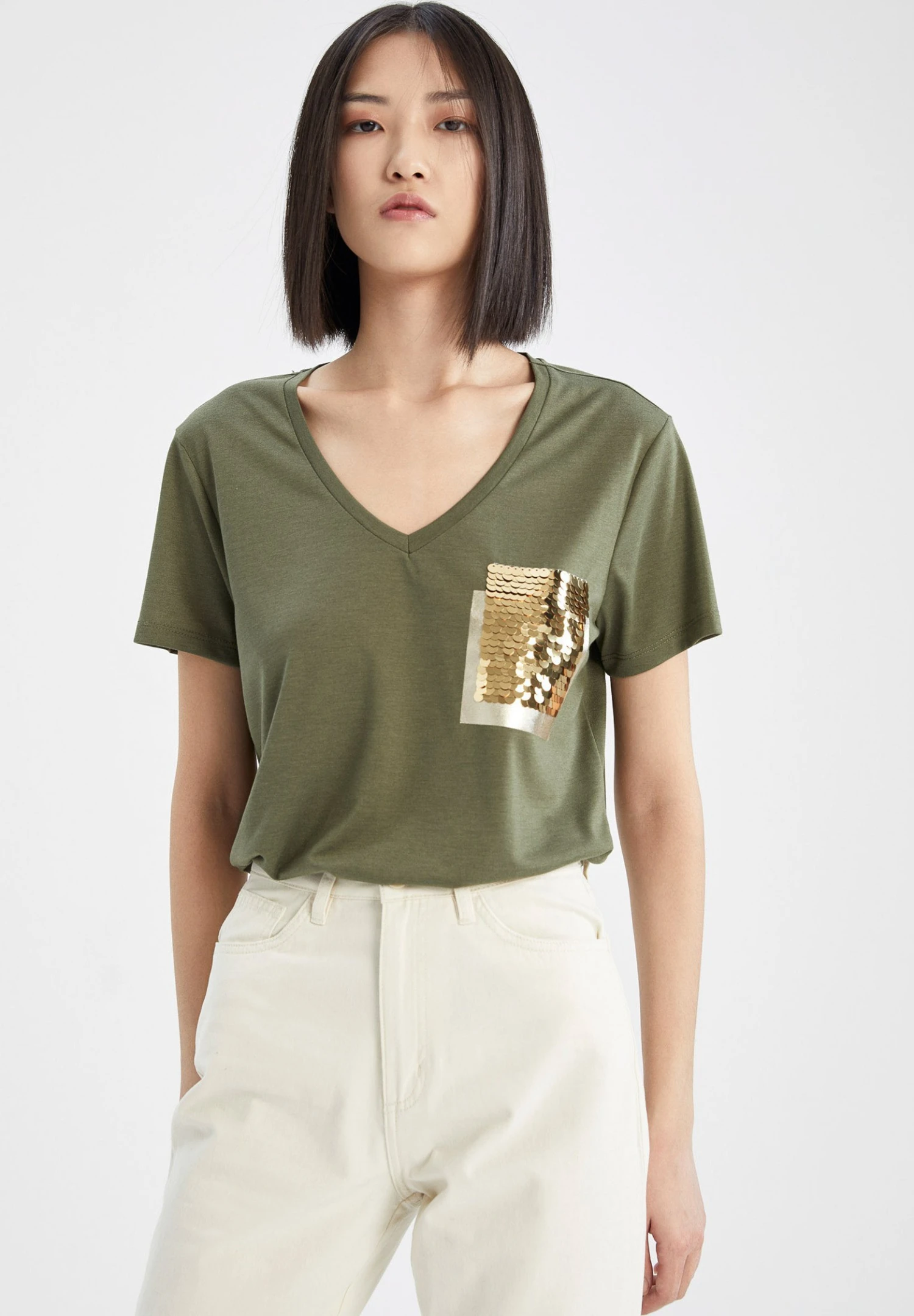 DeFacto Regular Fit - T-Shirt Print - Khaki 3 DeFacto Regular Fit - T-Shirt Print - Khaki