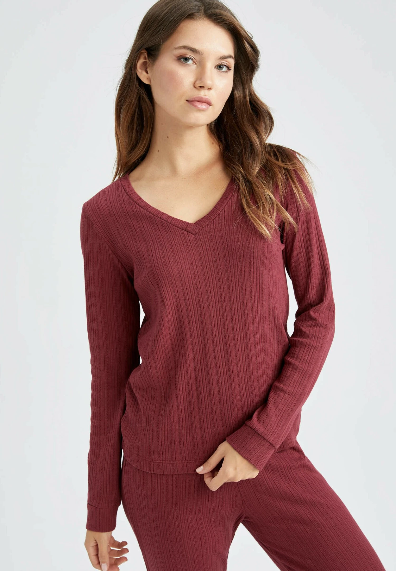 DeFacto Regular Fit - Pyjamashirt - Bordeaux 3 DeFacto Regular Fit - Pyjamashirt - Bordeaux