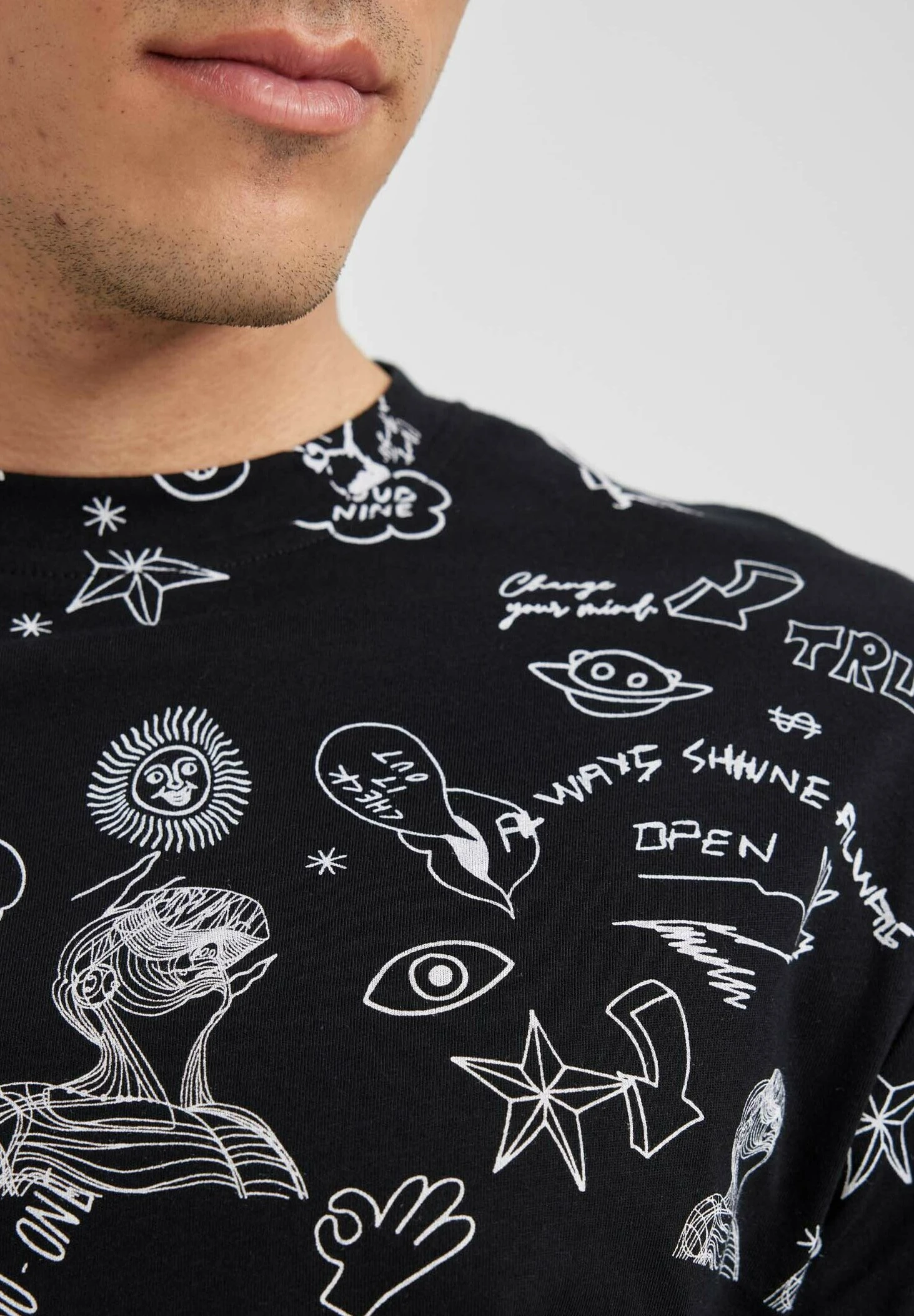 DeFacto Regular Fit- T-Shirt Print - Black 6 DeFacto Regular Fit- T-Shirt Print - Black - Afbeelding 4