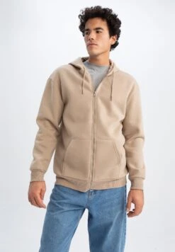 DeFacto Boxy Fit - Sweater Met Rits - Beige