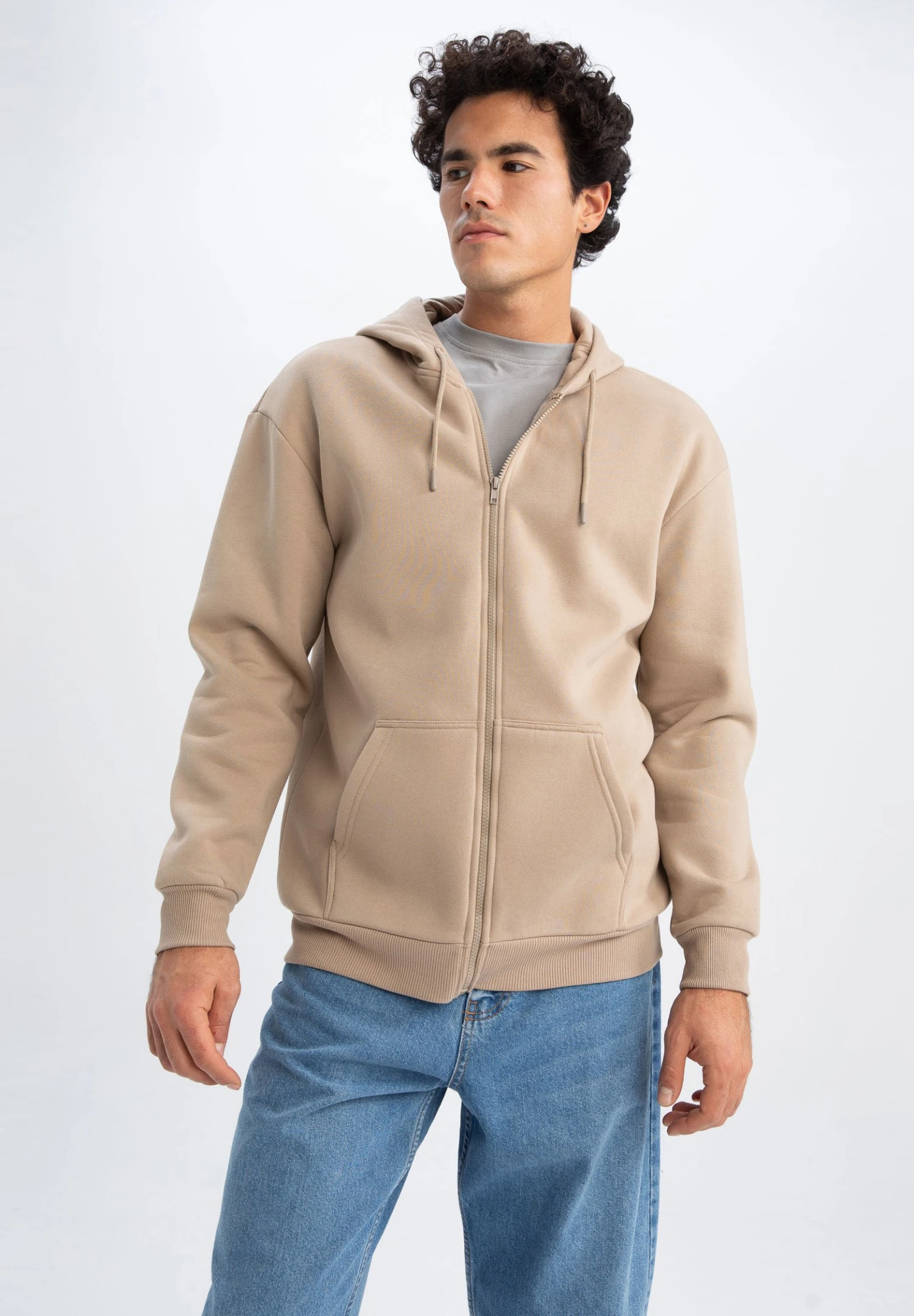 DeFacto Boxy Fit - Sweater Met Rits - Beige 3 DeFacto Boxy Fit - Sweater Met Rits - Beige