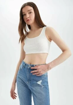 DeFacto Slim Fit - Top - Ecru