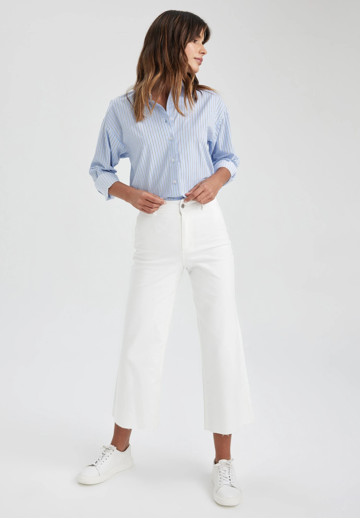 DeFacto Culotte - Straight Leg Jeans - White 4 DeFacto Culotte - Straight Leg Jeans - White - Afbeelding 2
