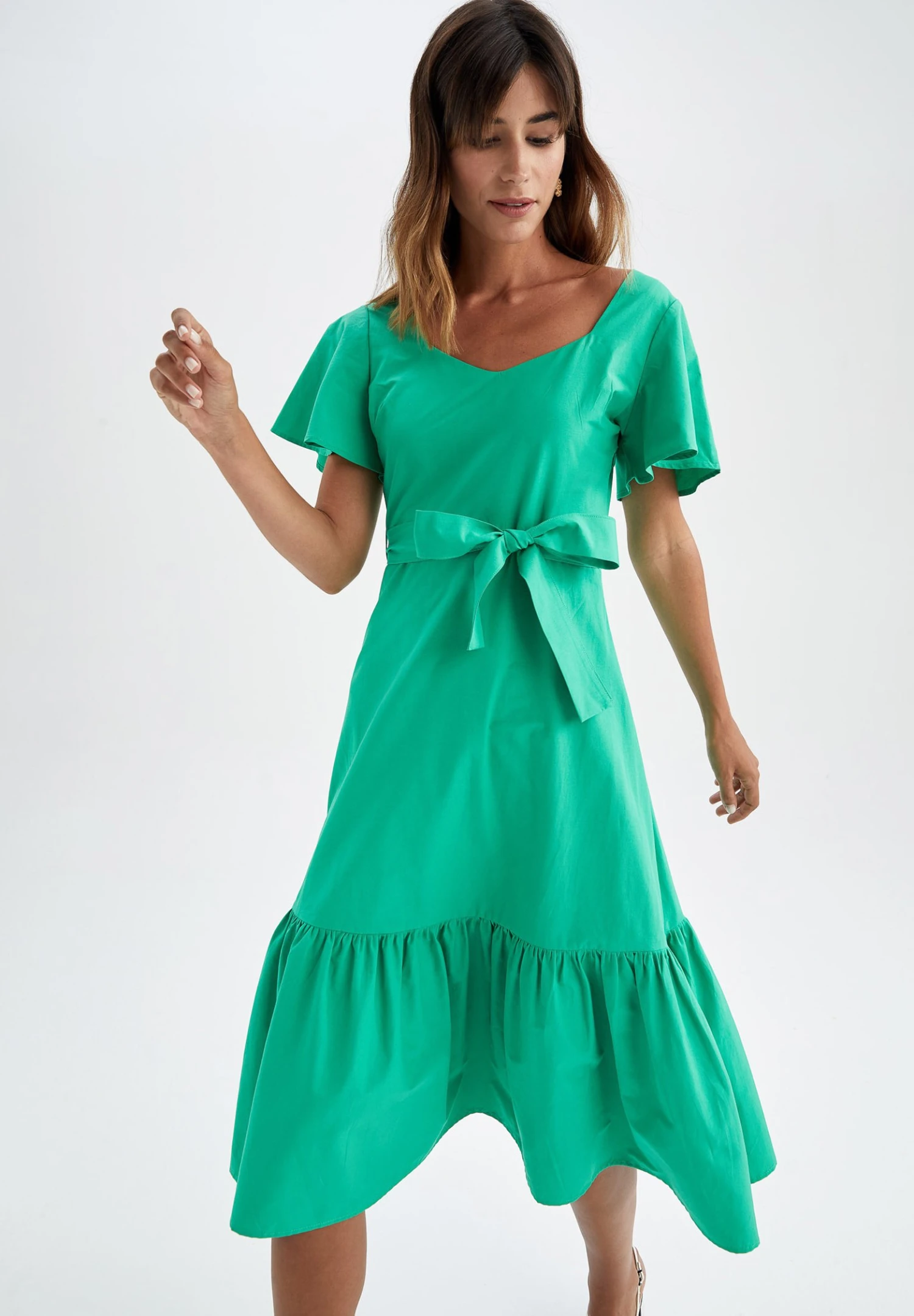 DeFacto Tiered- Jurk - Green 3 DeFacto Tiered- Jurk - Green