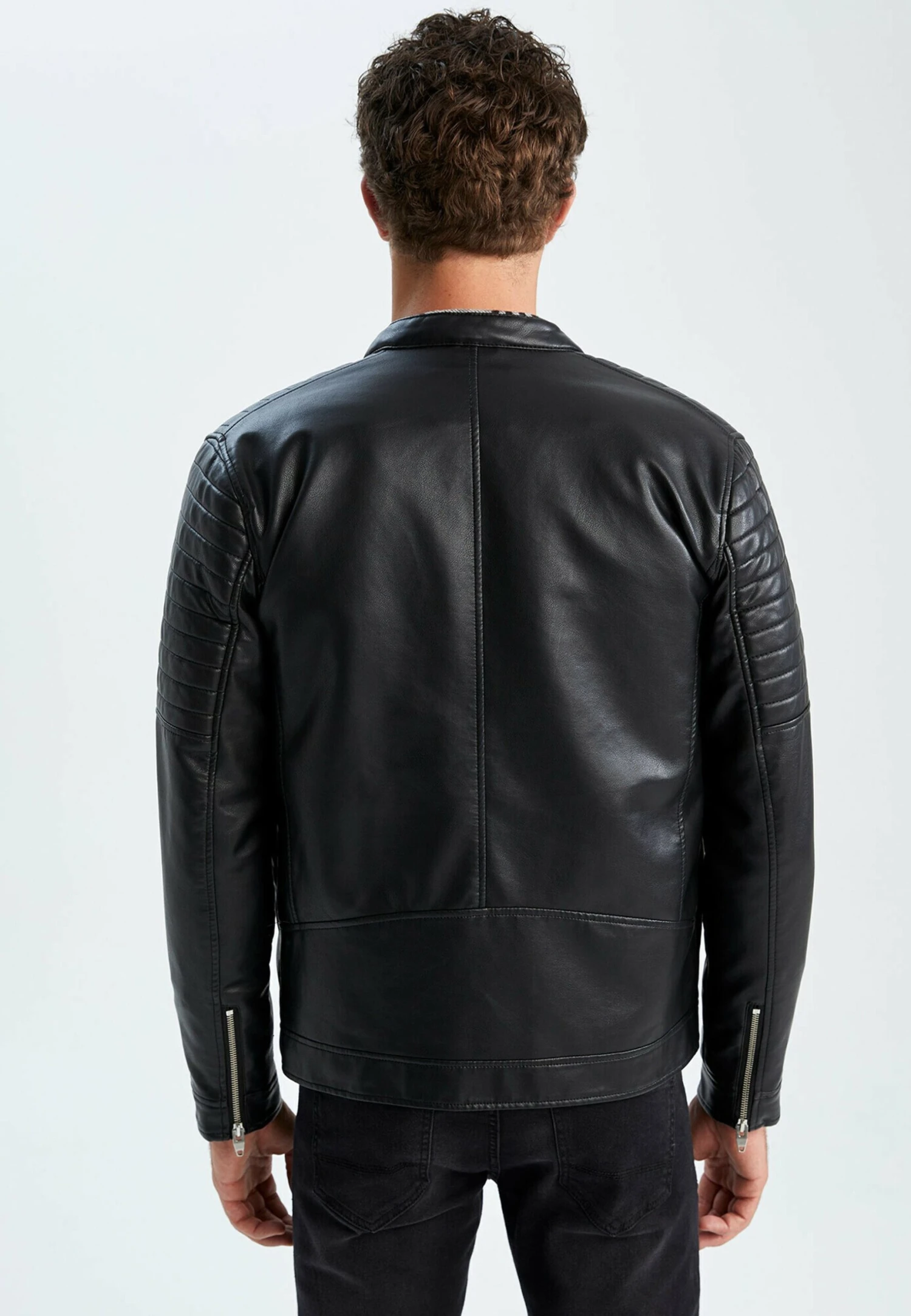 DeFacto Slim Fit - Imitatieleren Jas - Black 5 DeFacto Slim Fit - Imitatieleren Jas - Black - Afbeelding 3