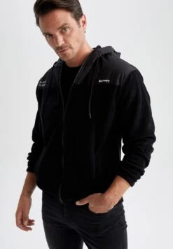 DeFacto Relax Fit Discovery Adventures- Sweater Met Rits - Black