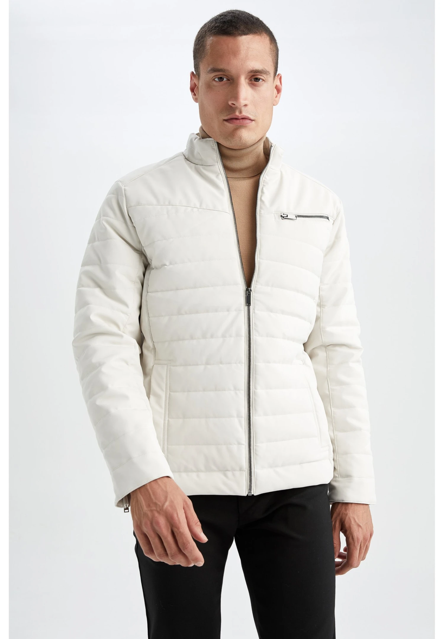 DeFacto Slim Fit - Imitatieleren Jas - Beige 3 DeFacto Slim Fit - Imitatieleren Jas - Beige