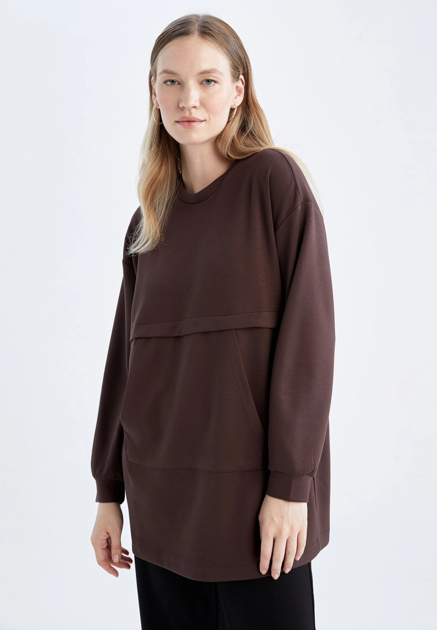 DeFacto Relax Fit T - Sweater - Brown 3 DeFacto Relax Fit T - Sweater - Brown