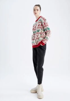 DeFacto Regular Fit Christmas Jumper - Trui - Ecru -DeFacto 5bb14a50164b4b22882fb2574a9c8001