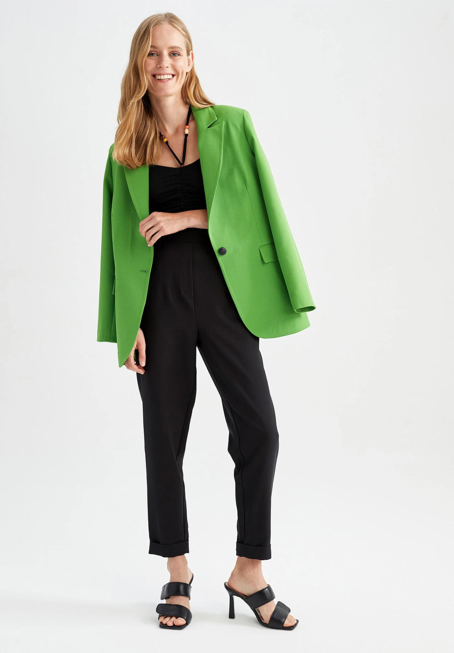 DeFacto Halflange Jas - Green 4 DeFacto Halflange Jas - Green - Afbeelding 2