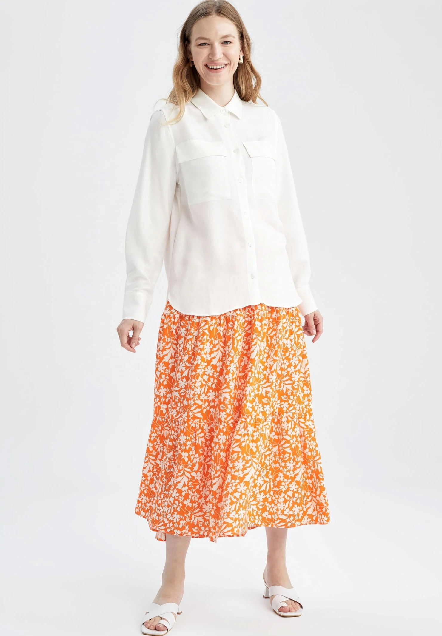 DeFacto Tiered - Maxirok - Orange 4 DeFacto Tiered - Maxirok - Orange - Afbeelding 2