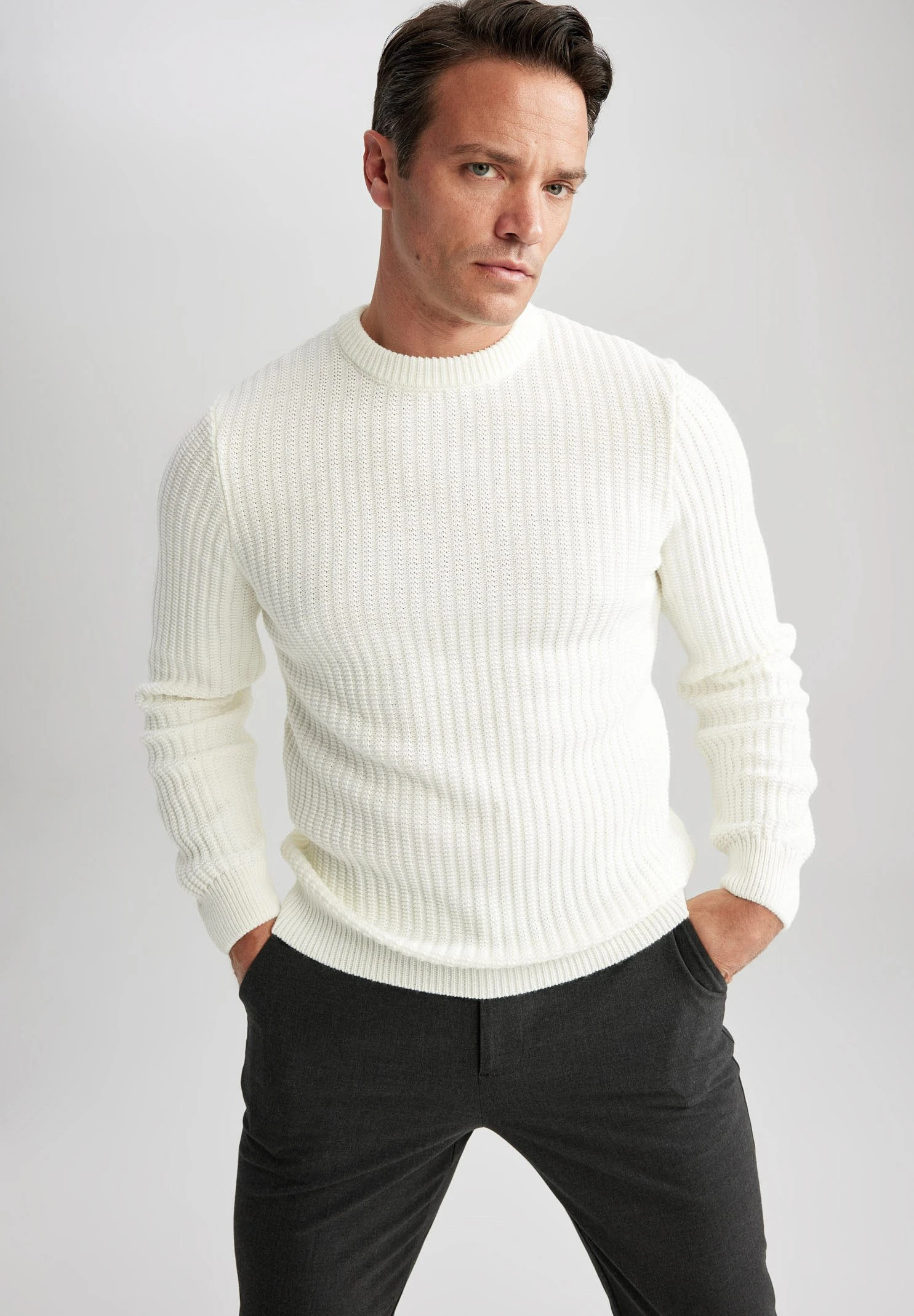 DeFacto Standart Fit - Trui - Ecru 3 DeFacto Standart Fit - Trui - Ecru